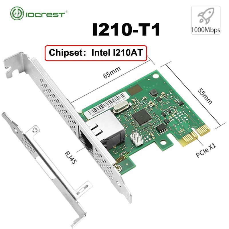 IOCREST I210-T1 ⰡƮ ̴  ,  I210AT Ĩ PCIe2.1 X1 RJ45  Ʈ 1000M PXE õ 1G